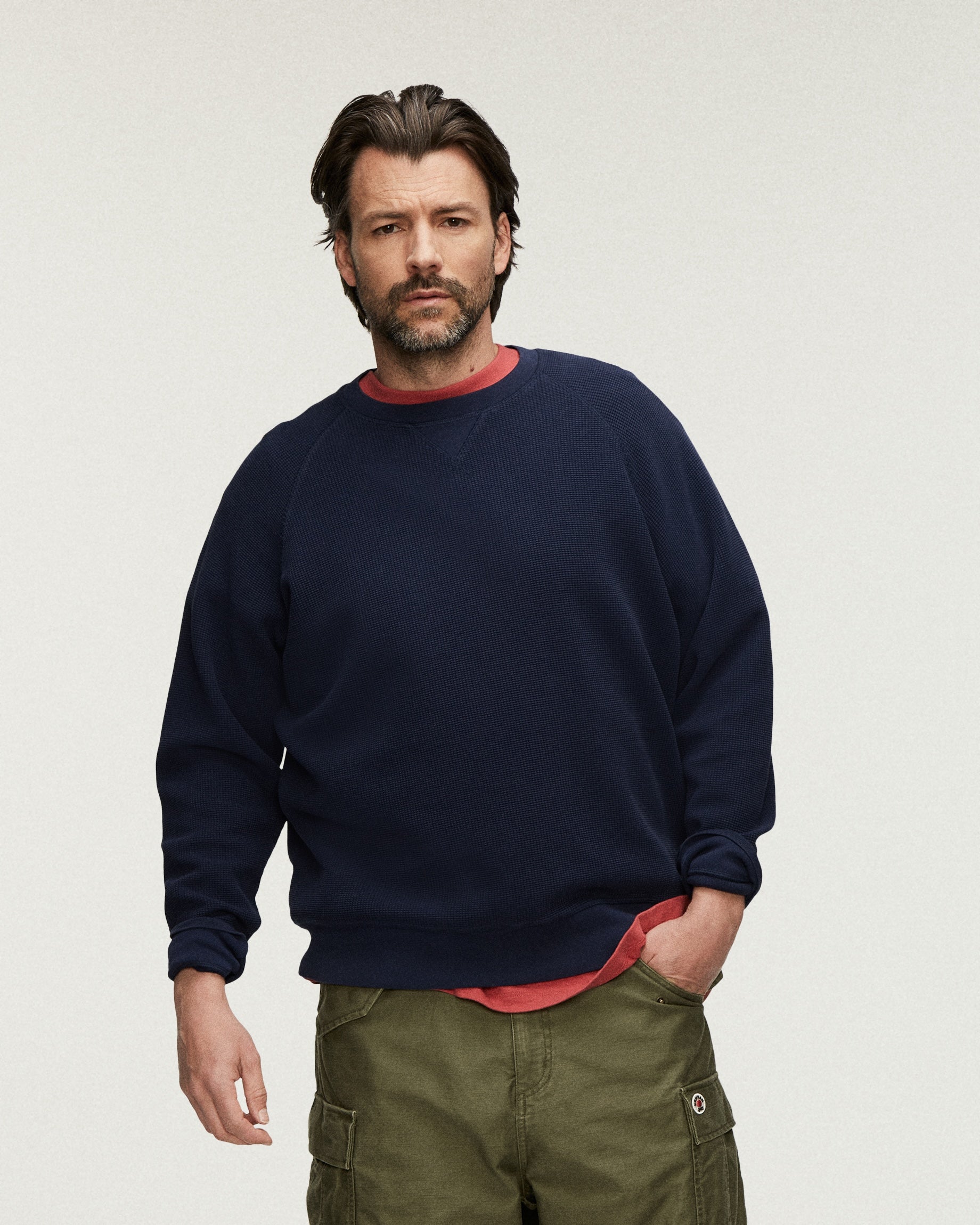 DENHAM WAFFLE LS SWEAY Navy