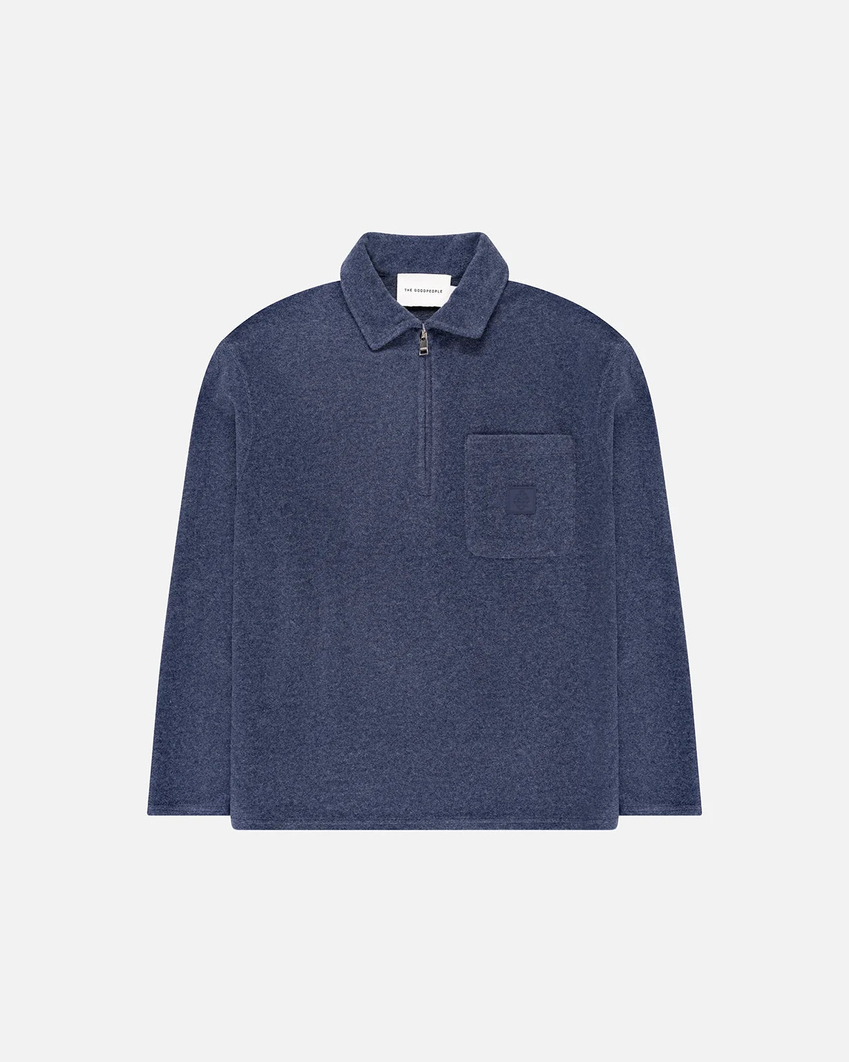 GOOD PEOPLE Leo Polo Collar Sweater Denim Blue