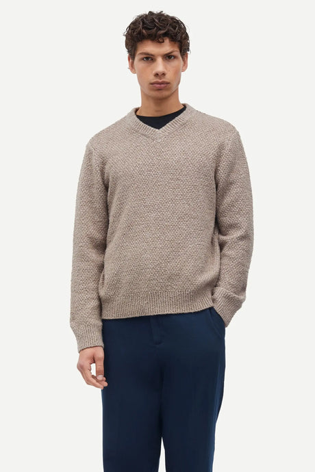 SAMSOE SAMSOE SAEZRA V-NECK 15531 Greige Mel.