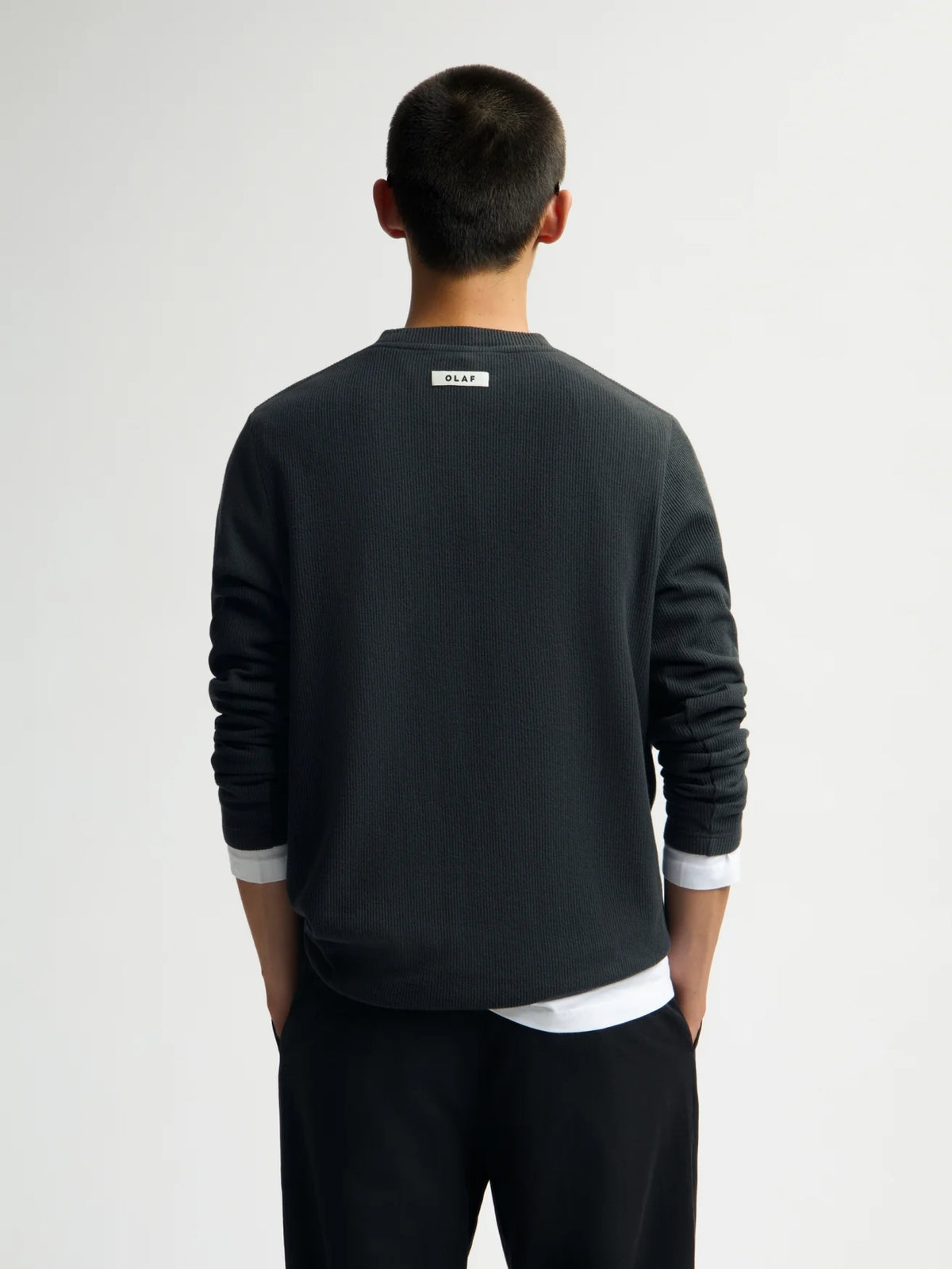 OLA RIBBED LS TEE Charcoal