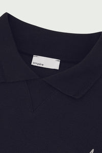 AMPÈRE Gijs Jacquard L/S Polo Pirate | Black