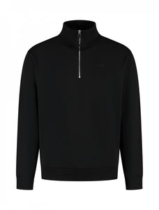 PURE PATH Embroidery Half-zip Sweater | Black