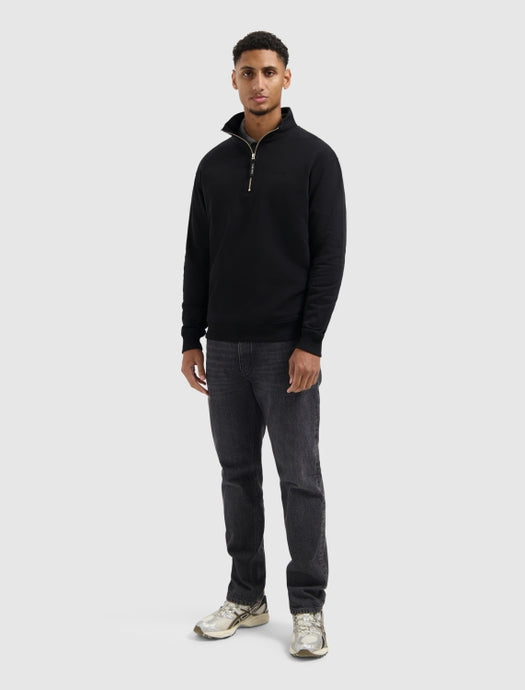 PURE PATH Embroidery Half-zip Sweater | Black