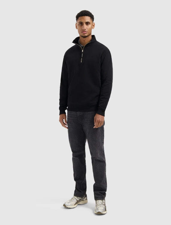 PURE PATH Embroidery Half-zip Sweater | Black