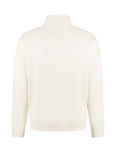 PURE PATH Embroidery Half-zip Sweater | Ecru