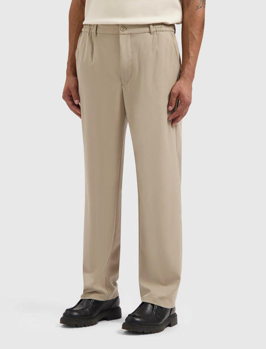 PURE PATH Pleated Twill Pants Camel