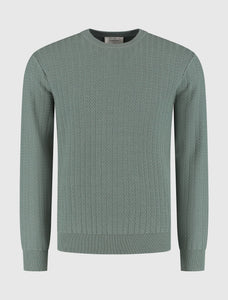 PURE PATH JACQUARD STRUCTURE KNIT SWEATER Army Green