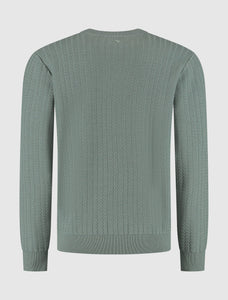 PURE PATH JACQUARD STRUCTURE KNIT SWEATER Army Green