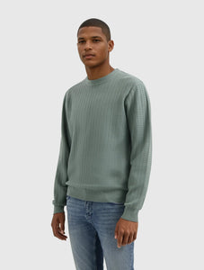 PURE PATH JACQUARD STRUCTURE KNIT SWEATER Army Green