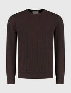 PURE PATH JACQUARD STRUCTURE KNIT SWEATER Dark Brown