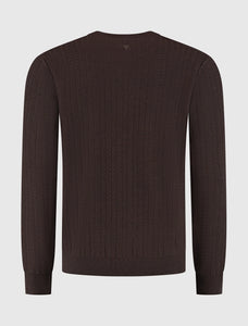 PURE PATH JACQUARD STRUCTURE KNIT SWEATER Dark Brown