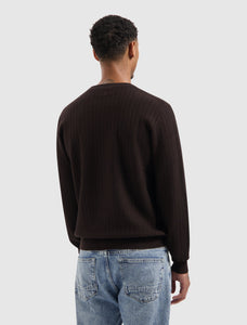 PURE PATH JACQUARD STRUCTURE KNIT SWEATER Dark Brown