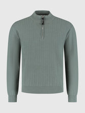 Afbeelding in Gallery-weergave laden, PURE PATH JACQUARD STRUCTURE KNIT HALF-ZIP SWEATER Army Green