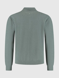 PURE PATH JACQUARD STRUCTURE KNIT HALF-ZIP SWEATER Army Green