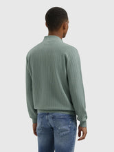 Afbeelding in Gallery-weergave laden, PURE PATH JACQUARD STRUCTURE KNIT HALF-ZIP SWEATER Army Green