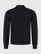 Afbeelding in Gallery-weergave laden, PURE PATH JACQUARD STRUCTURE KNIT HALF-ZIP SWEATER Dark Navy