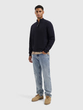 Afbeelding in Gallery-weergave laden, PURE PATH JACQUARD STRUCTURE KNIT HALF-ZIP SWEATER Dark Navy