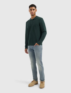 PURE PATH BRAIDED STRUCTURE KNIT POLO Dark Green