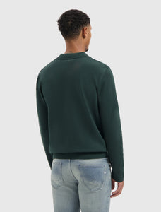 PURE PATH BRAIDED STRUCTURE KNIT POLO Dark Green