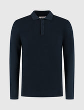 Afbeelding in Gallery-weergave laden, PURE PATH BRAIDED STRUCTURE KNIT POLO Dark Navy