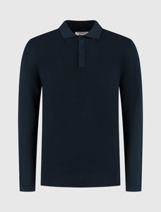PURE PATH BRAIDED STRUCTURE KNIT POLO Dark Navy
