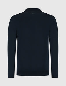 PURE PATH BRAIDED STRUCTURE KNIT POLO Dark Navy