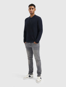 PURE PATH BRAIDED STRUCTURE KNIT POLO Dark Navy