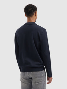 PURE PATH BRAIDED STRUCTURE KNIT POLO Dark Navy
