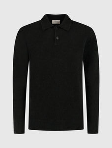 PURE PATH BOUCLÉ KNIT POLO Black