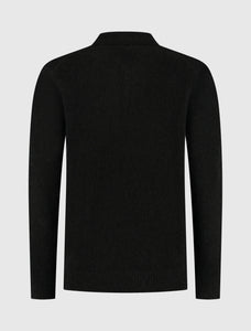 PURE PATH BOUCLÉ KNIT POLO Black