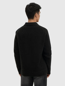 PURE PATH BOUCLÉ KNIT POLO Black