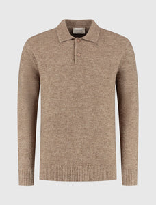 PURE PATH BOUCLÉ KNIT POLO Taupe