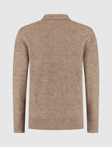PURE PATH BOUCLÉ KNIT POLO Taupe