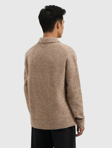 PURE PATH BOUCLÉ KNIT POLO Taupe