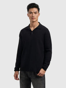 PURE PATH HEAVY KNIT POLO Black