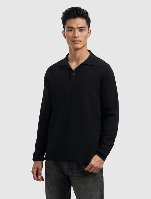PURE PATH HEAVY KNIT POLO Black