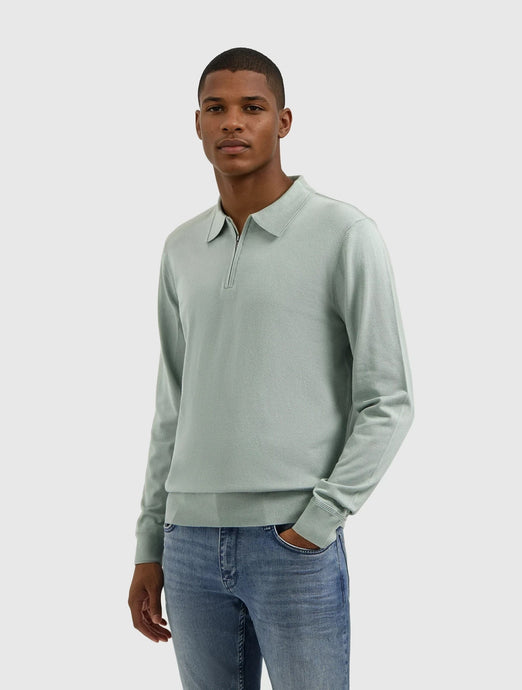 PURE PATH KNIT HALF-ZIP POLO Army Green