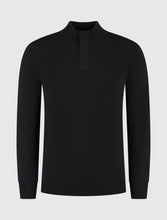Afbeelding in Gallery-weergave laden, PURE PATH KNIT HIDDEN HALF-ZIP SWEATER Black