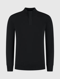 PURE PATH KNIT HIDDEN HALF-ZIP SWEATER Black