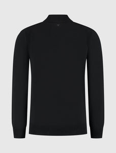 PURE PATH KNIT HIDDEN HALF-ZIP SWEATER Black