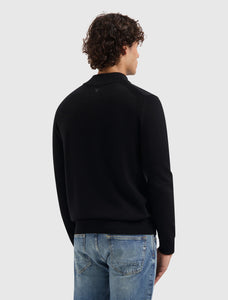 PURE PATH KNIT HIDDEN HALF-ZIP SWEATER Black