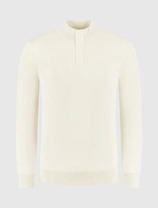 PURE PATH KNIT HIDDEN HALF-ZIP SWEATER Ecru