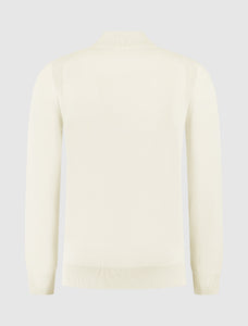 PURE PATH KNIT HIDDEN HALF-ZIP SWEATER Ecru