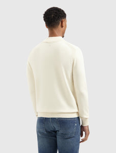 PURE PATH KNIT HIDDEN HALF-ZIP SWEATER Ecru