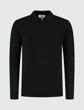 Afbeelding in Gallery-weergave laden, PURE PATH TOWEL KNIT HALF-ZIP POLO Black