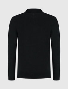 PURE PATH TOWEL KNIT HALF-ZIP POLO Black