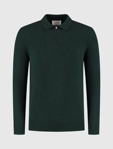 PURE PATH TOWEL KNIT HALF-ZIP POLO Dark Green