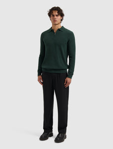 PURE PATH TOWEL KNIT HALF-ZIP POLO Dark Green