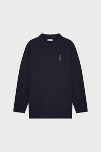 AMPÈRE Gijs Jacquard L/S Polo Pirate | Black