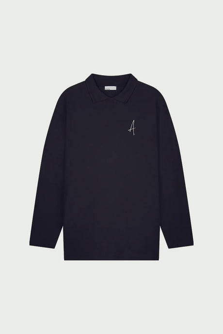 AMPÈRE Gijs Jacquard L/S Polo Pirate | Black
